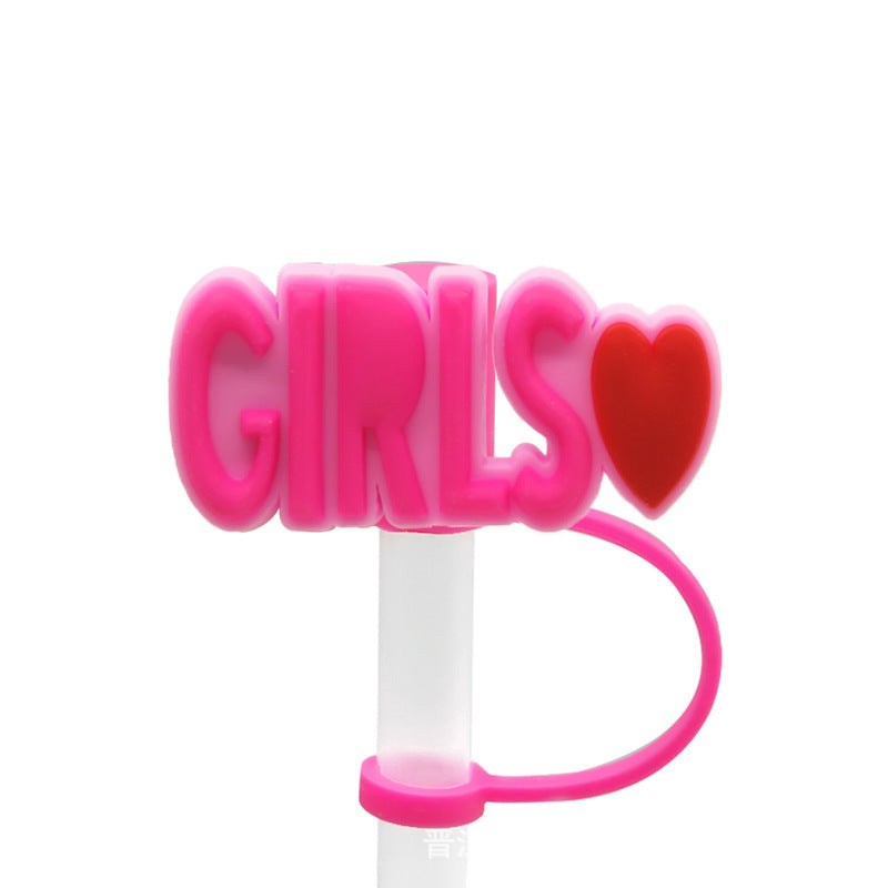 Wholesale 10PCS BOO Creative Logo Silicone Straw Tube Cap Straw Decoration